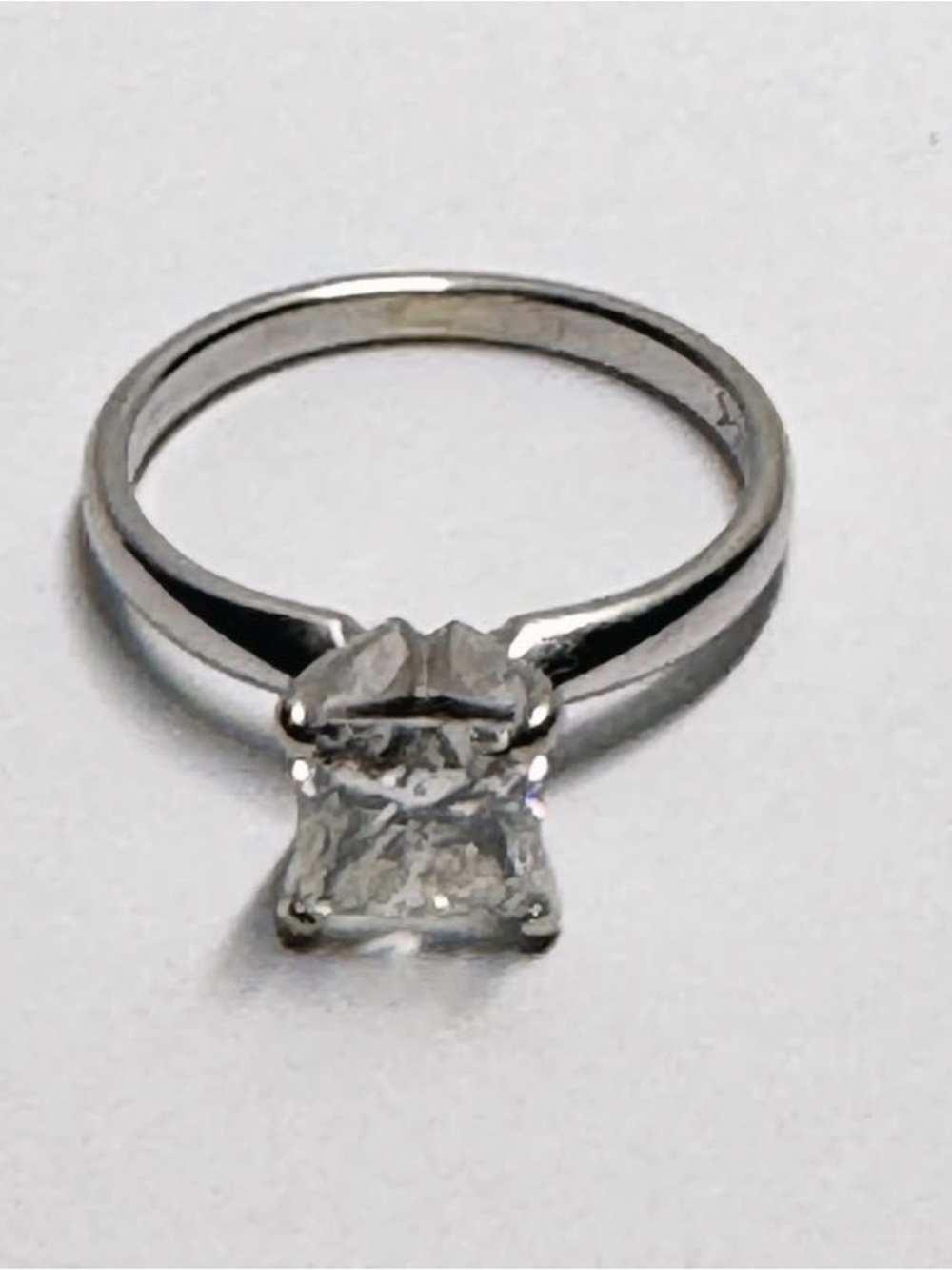 Classic Silver-Tone Solitaire Ring with Clear Center Stone